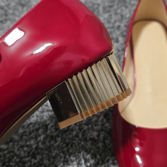 Girotti Classic Heeled Shoes 28637 Patent Cherry Red Gold Heel Pumps - Picture 5 of 10